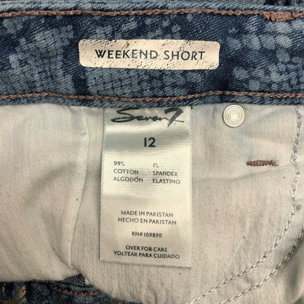 Seven7 Shorts Womens 12 Blue Weekend Short Python Indigo Snake Print Denim Norm